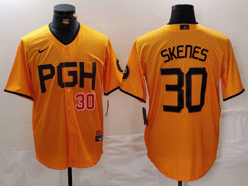 Men Pittsburgh Pirates 30 Skenes Yellow City Edition 2024 Nike MLB Jersey style 2